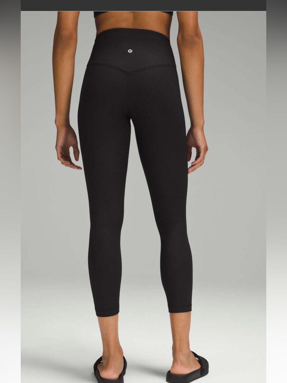 Lululemon V-Waist Yoga Tight 25” Grid Texture Black Leggings Size 8